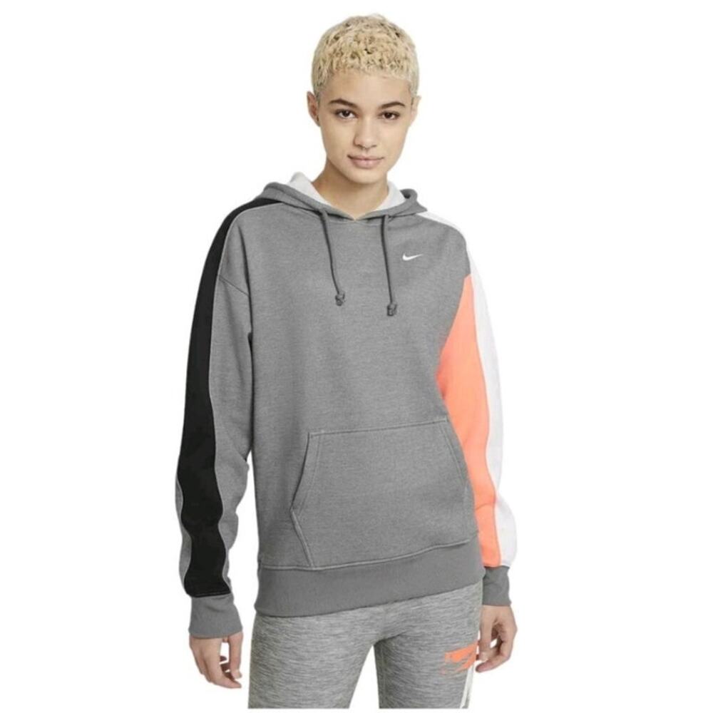 Nike Woman's Color block Dri-Fit Hooded Sweatshirt Gray Size Medium